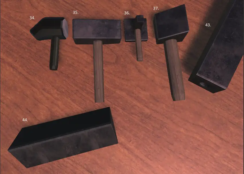 Blacksmithing FileMaker, Sledge Hammer, Blacksmith Flatter Hammer, Top Butcher,Monkey Tool, Anvil Devil