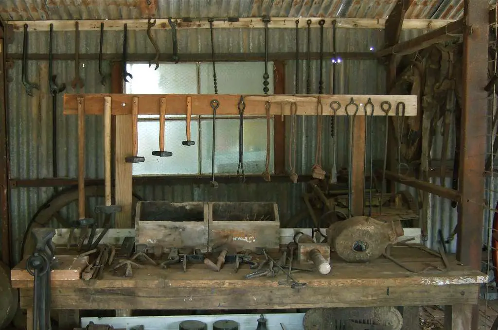 A blacksmith's work bench.