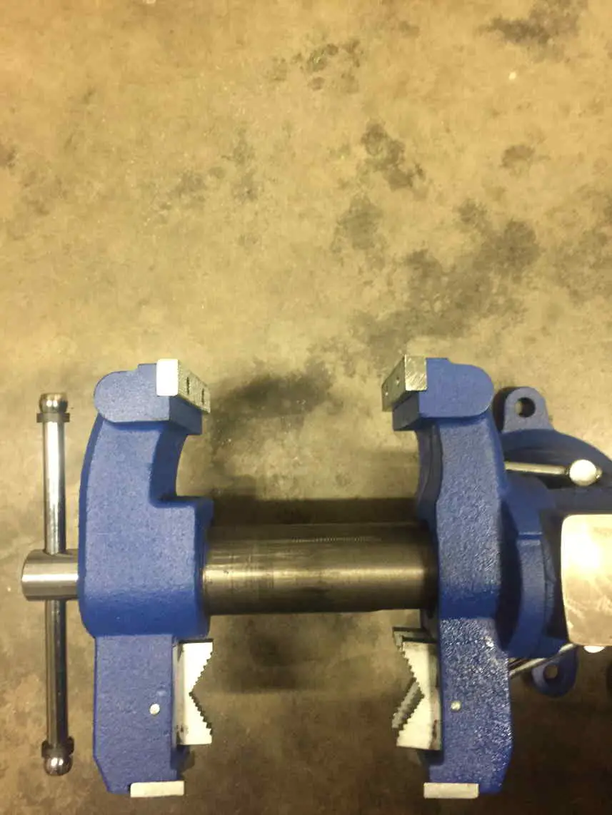 A top down view of a yost 750-DI multi jaw vise
